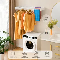 Varal Embutir Retrátil 60 CM Aço Branco Design Moderno com Alta Utilidade Resistente Recolher Roupas
