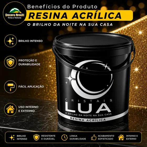 Resina Acrílica Premium Lua Revestimentos Proteção Brilho Paredes Internas Externas Alto Rendimento