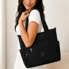 Bolsa Feminina Transversal Grande  Quadrada em Nylon uso Escolar Faculdade Cdg 7010