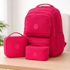 Kit Mochila Escolar Nylon com Lancheira Infantil Juvenil - Volta às Aulas