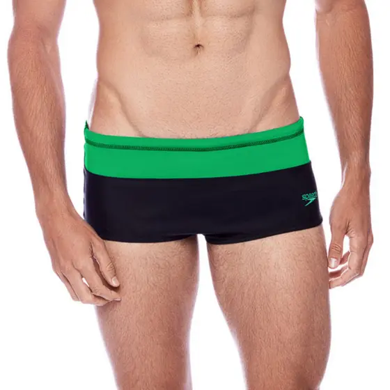 Sunga Tradicional Color Block Adulto Speedo Praia Piscina Natação - PRETO VERDE FLUOR
