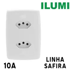 Tomada Dupla Embutir Branca 10A 2P+T Linha Safira Ilumi