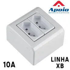 Kit 2 Tomadas Dupla 2P+T Sobrepor Sistema X Branca 10A 250V Linha XB Apoio