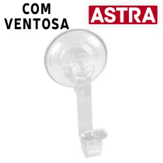 Cabide com Ventosa em PVC Transparente Suporta 1,2Kg Astra