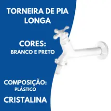 Torneira de Pia Longa Parede Crystalina