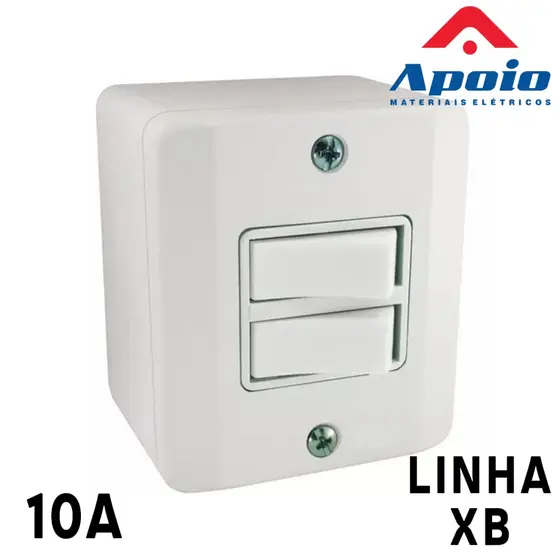 Interruptor Duplo Sobrepor Sistema X Linha XB Apoio