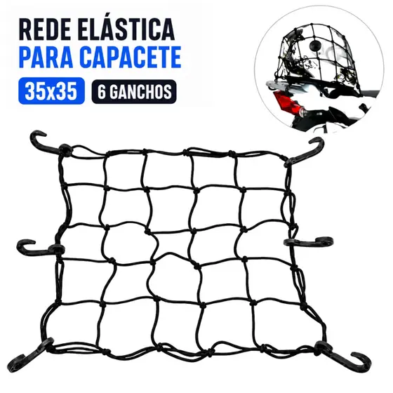 Rede Elástica Aranha Para Capacete E Bagageiro De Moto e Bike 35x35 Redinha Para Transporte Capa de Chuva Mochila e Mala