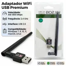 Antena Wifi Receptor Wireless Usb Rede Sem Fio PC Notebook 1800mpbs - Promoção Natal