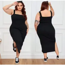 VESTIDO FEMININO PLUS SIZE COM DECOTE QUADRADO FESTA EVENTO CASUAL CHIQUE