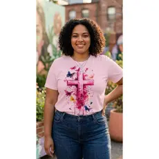 T-shirt Camiseta Plus Size Feminina Estampa De Cruz