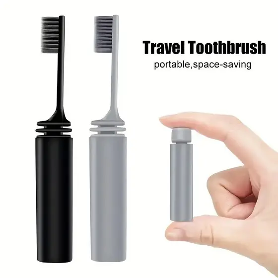 Escova De Dentes Dobrável A Carvão Compacta Portátil-Perfeita Para Viagens , Acampamento E Caminhada-Fácil De Levar Efic