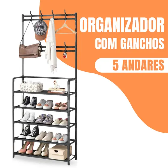 Organizador De Roupa Arara Cabideiro Sapateira Multiuso Com Gancho - Epsilon