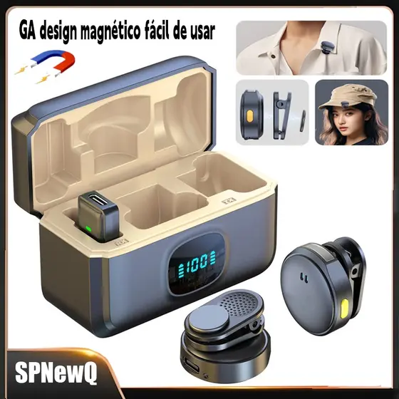 Microfone De Lapela Sem Fio Para iPhone/Android Microfone Sem Fio Magnético E De Lapela Com Cancelamento De Ruído Para