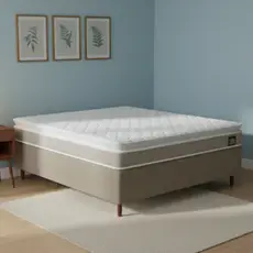 Conjunto Box Casal Hellen Espuma Premium D33 Pillow Top 138x188x57cm