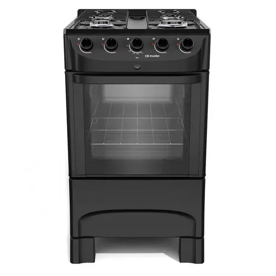Fogão Mueller Preto Fosco 4 Bocas com mesa esmaltada e acendimento - MFI4BC Bivolt