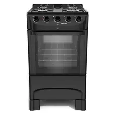 Fogão Mueller Preto Fosco 4 Bocas com mesa esmaltada e acendimento - MFI4BC Bivolt