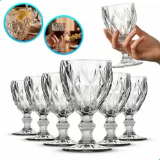 Jogo de Taças 330ml Copo Diamante Copo Vidro Transparente Bico De Jaca Kit Diamond