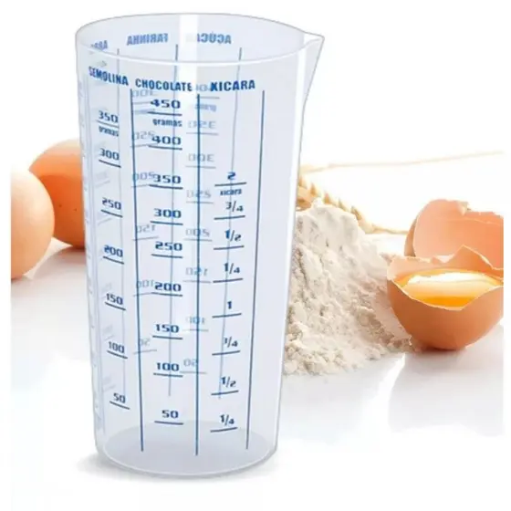 Copo Plástico Graduado Dosador Receitas para Cozinha Copo Medidor 500ML  Azul e Cristal