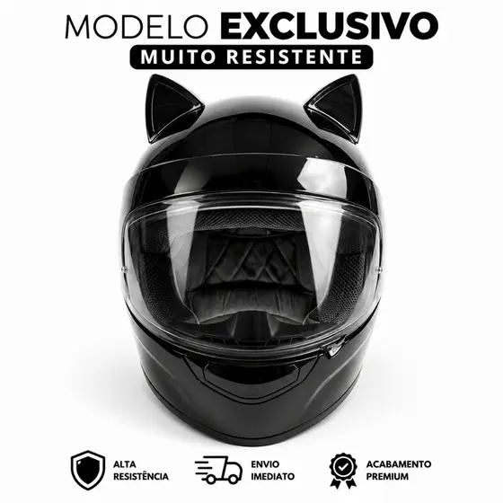 Orelha Orelhinha Gato Gatinho Para Fixar Capacete Moto Bike
