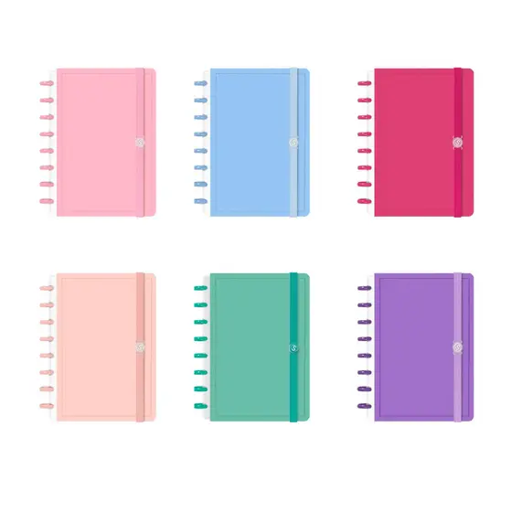 Caderno De Disco A5 Capa Dura Inteligente 80 Folhas Spot Colors 6 Modelos - Iscool