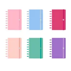 Caderno De Disco A5 Capa Dura Inteligente 80 Folhas Spot Colors 6 Modelos - Iscool