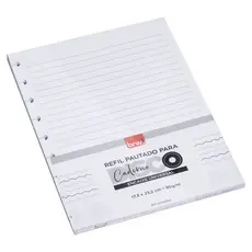 Refil Papel Pautado e Sem Pauta Branco e Colorido para Caderno de Disco 40 Folhas BRW