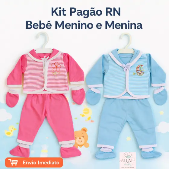 Kit Pagão Bebê RN Completo Roupa Recém Nascido Prematuro Menino e Menina