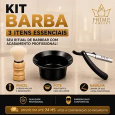 Kit Barbear Profissional Completo Variações Navalhe10 Lâminas Pincel Pente Tesoura Pote Barba