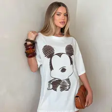 Max Blusão Unissex Oversized Mickey Estampada Feminina Camisa 100% Algodão Confortável e Estilosa