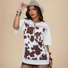 Blusa Feminina Tecido 100% Algodão Max Texas Animal Print Vaquinha Estilo Confortável e Moderno