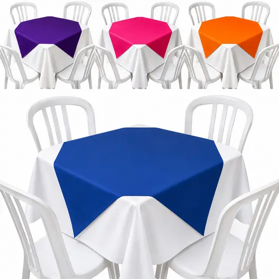 Kit 5 a 15 Toalhas de Mesa Toalhas 1,40x1,40m + 15 Cobre Manchas 70x70cm TNT Aniversario Festa