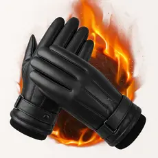 Luva de Couro Motoqueiro Térmica Forrada Antiderrapante Inverno