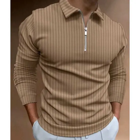 Camisa POLO casual listrada manga LONGA