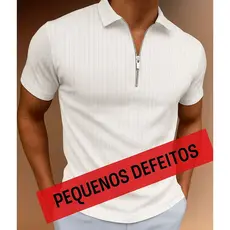 Camisa POLO casual listrada manga curta PEQUENOS DEFEITOS