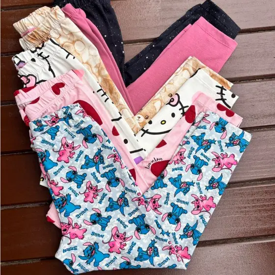 Kit Calça Legging Infantil Menina do 2 ao 12 | Legging Infantil Menina Cotton Confortável
