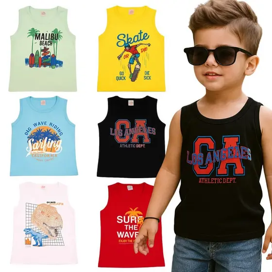 Kit Regata Infantil Menino 100% Algodão do 2 ao 12 Anos | Roupa Infantil Menino | Camiseta Infantil Masculino Verão