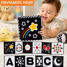 Brinquedo Livro De Pano Macio Para Bebês Alto Contraste Preto E Branco Sensorial De Pequeno Porte