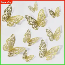 24 Pçs De Decoração De Borboleta Dourada 3D para Decoração de Festa de aniversário Adesivo Decoração