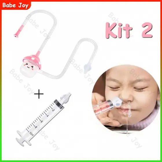 Kit de limpeza nasal para bebês contém seringa de lavagem nasal e aspirador para limpeza nasal do bebê