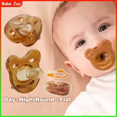 2Pcs Chupeta Dia e Noite Silicone Cabeça Plana Redonda Sem BPA com caixa+Prendedor de Chupeta