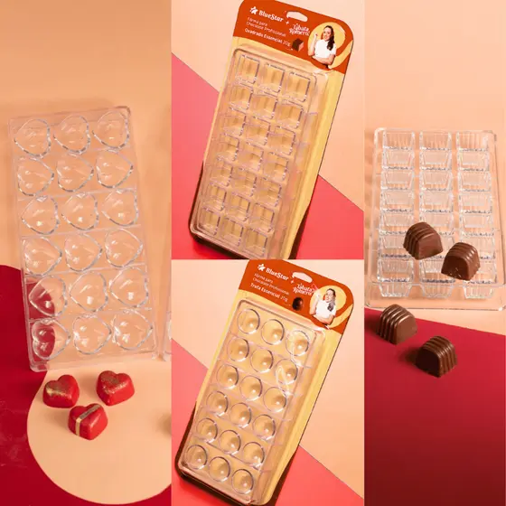 Forma de Acrílico 20g  Bluestar Tabata Romero –Moldes Profissionais para Chocolate Bombom Trufas Doces Finos