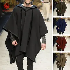 Jaqueta poncho com capuz estilo street, quente para o outono e inverno, jaqueta masculina tamanho grande PLVF