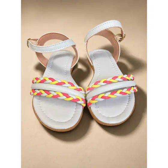🌈 Sandália Infantil Feminina Candy Colors Trançada Confortável Menina