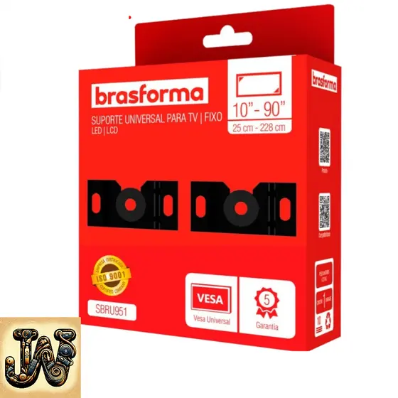 Suporte Fixo Universal Brasforma para TV 10” a 90” Até 100kg Aço Reforçado Fácil Instalação VESA