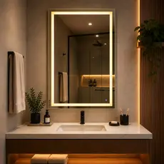 Espelho de Camarim Grande com LED 120x70 3 Tons de Luz Profissional Jateado Retangular Maquiagem
