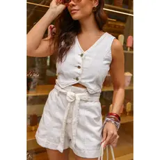 Cropped Colete Nature com Botões Frontais