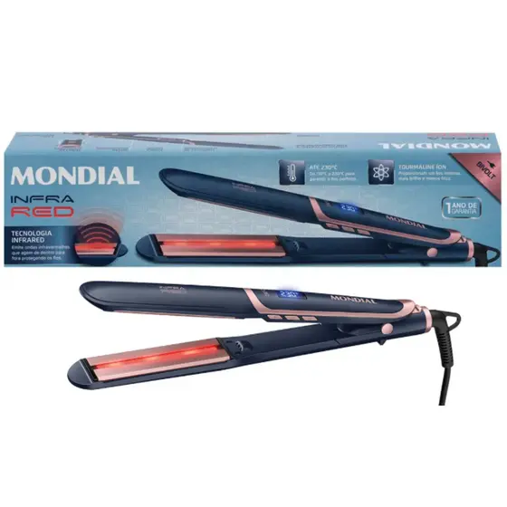 Prancha Alisadora Original Mondial P-01-IR Infra RED Painel Digital Cabo Giratório 230°C Bivolt.