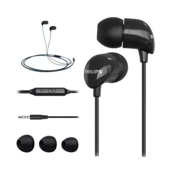 Fone de Ouvido Intra Auricular Philips TAE1126BK c/Microfone c/Controle volume Estéreo P2 Preto.
