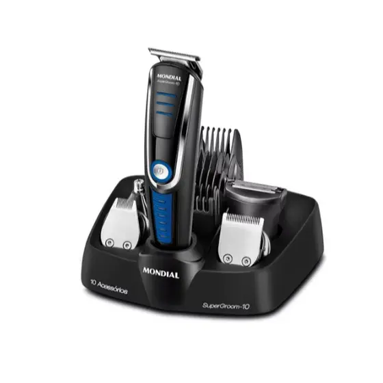 Aparador de Barba Pelos Bigode e Cabelo Mondial SuperGroom 10 em 1 Sem Fio Bivolt
