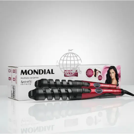 Modelador de Cachos Spiral Infinity EM-05 Mondial c/Cabo Giratório Vermelho/Preto 15W 200°C Bivolt.